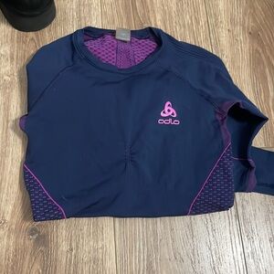 REI Odlo base layer long sleeve top blue women's winter